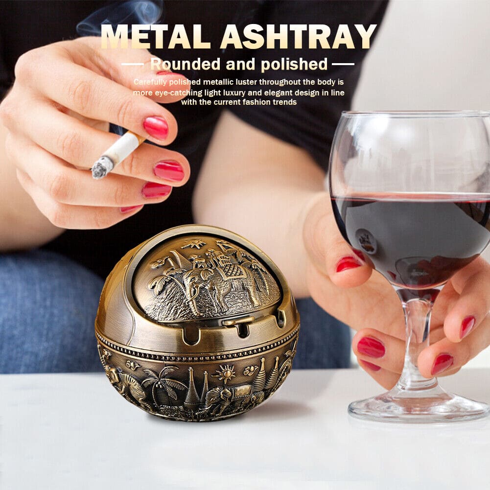 Antique Flip Ashtray, Vintage Windproof Ashtray with Flip Lid, Elephant Spherical Ashtray For Smoking, Metal Instant Smokeless Ashtray, Retro Round Ash Holder, Anti-fall Portable Cigarettes Ashtray, Anti Fall Tobacco Ash Tray Antique Flip Ashtray, Vintage Windproof Ashtray with Flip Lid, Elephant Spherical Ashtray For Smoking, Metal Instant Smokeless Ashtray, Retro Round Ash Holder, Anti-fall Portable Cigarettes Ashtray, Anti Fall Tobacco Ash Tray